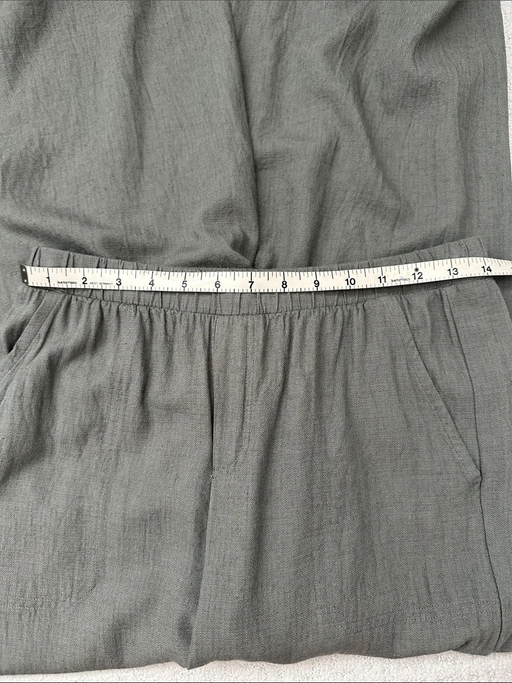 Splendid linen wide-leg pants in olive green elastic waist